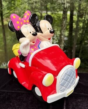 VTG Disney Mickey and Minnie Mouse Houston Harvest Red Car Cookie Jar Disneyana
